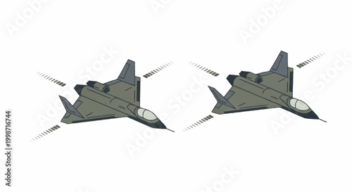 Futuristic Stealth Fighter Jets in Formation.