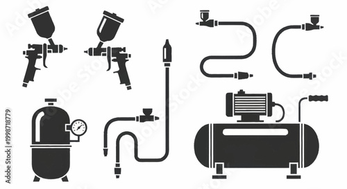 Airbrush and Compressor Equipment Set for Painting and Coating.