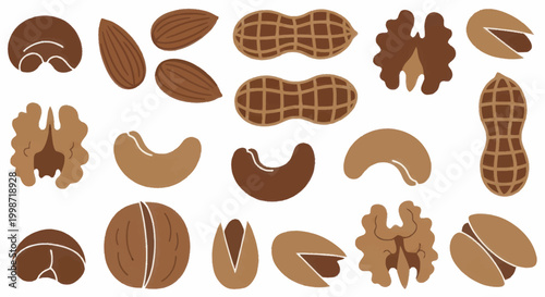 Assortment of various nuts including almonds, peanuts, cashews, and walnuts.