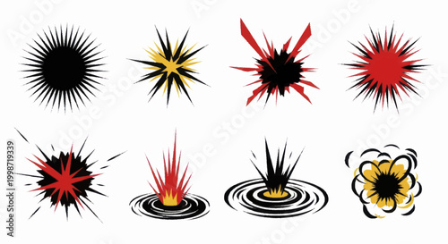 Collection of Abstract Explosion Burst Elements and Comic Book Effects.
