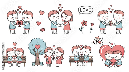 Cute Couple Illustrations Celebrating Love and Romance.