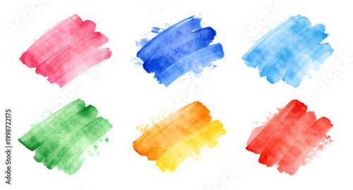 Foto colorful watercolor brush strokes, paint splash collection, abstract artistic te