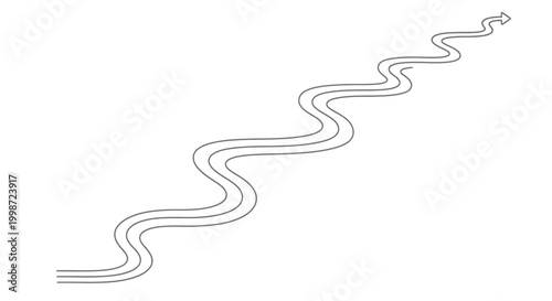 Winding Road Path With Arrow On White Background