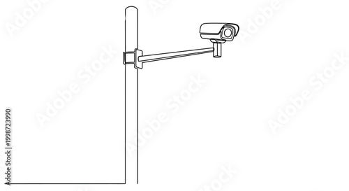 Security Camera Surveillance Technology, CCTV System Mounted on Pole, Outdoor Monitoring Device