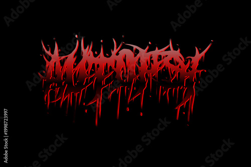 Autopsy typography in aggressive death metal font style. Sharp red dripping vector for band logos, horror merch, and edgy streetwear