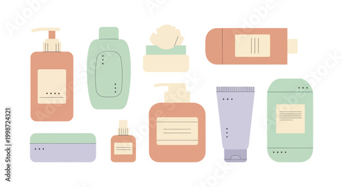 Collection of various cosmetic and personal care products for daily hygiene routines.
