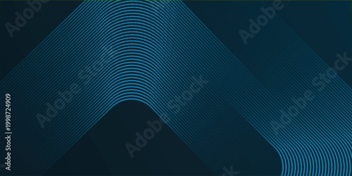 Abstract green background with glowing geometric lines. Modern gradient rounded square lines pattern. EPS 10