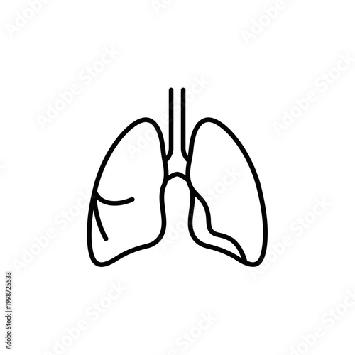 Human Lungs Icon, Respiratory System, Medical Symbol