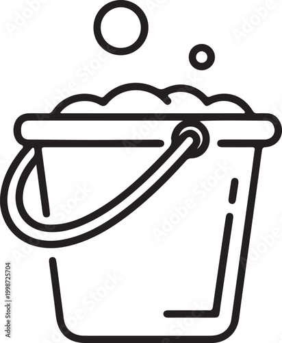 Bucket with soap bubbles icon cleaning container housekeeping detergent illustration background sanitation domestic household hygienic equipment