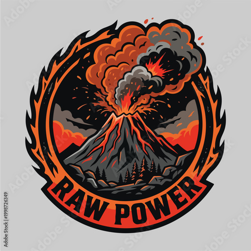 Volcano Eruption Raw Power Logo.