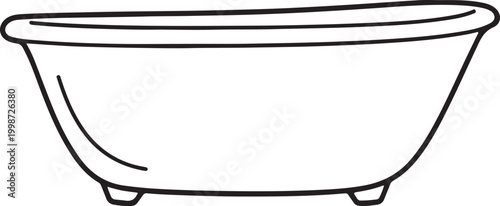 Standalone clawfoot bathtub outline icon with bathroom plumbing interior furniture minimalist illustration sanitation wellness bathroomware renovation building clawfoot