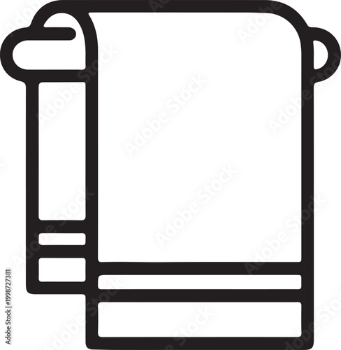 Bathroom towel hanging on rail icon with bathroom bathroomware washroom cleanliness equipment accessory pictogram interior household sanitation