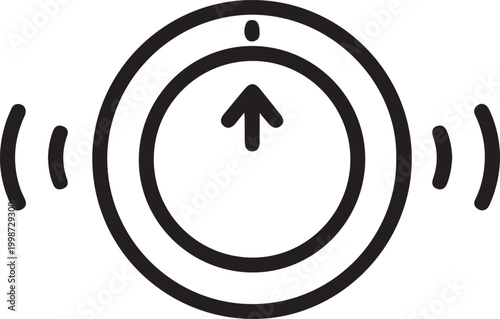 Rotary dial or button icon with adjustment interface rotation navigation illustration technology interactive operation machinery instrument direction indicator selector