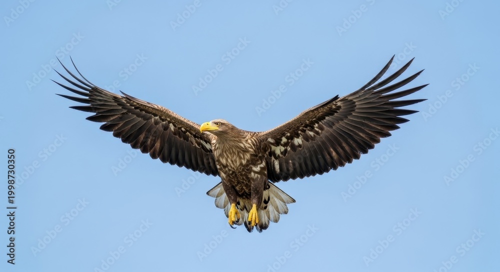 Fototapeta premium Majestic Eagle Soaring Through the Clear Blue Sky.