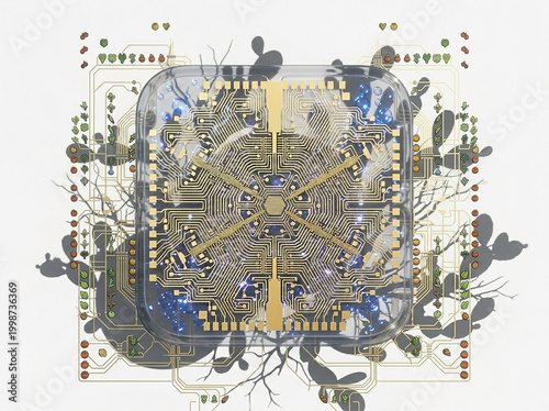 Symmetrical orthographic macro of transparent biomedical graphene patch with deep focus