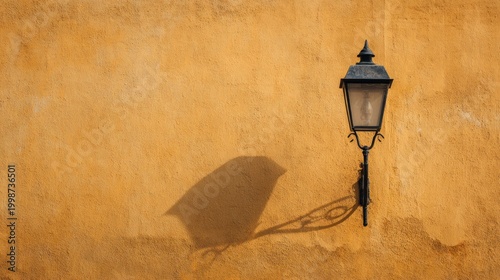 Lantern on an aged textured wall