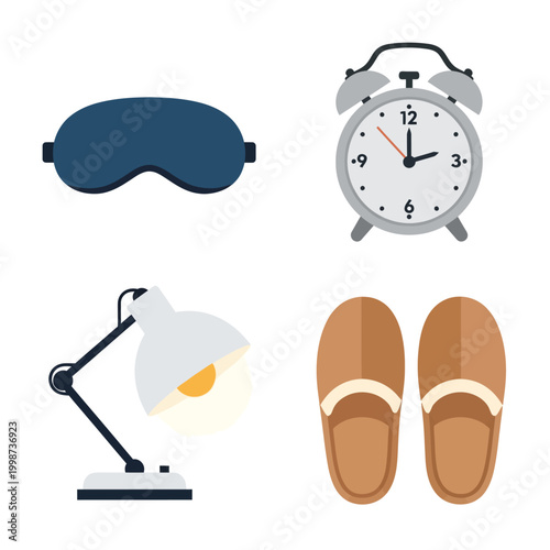 Sleep accessories and morning routine items for a restful night and productive day.