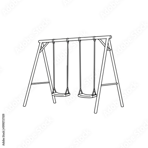 Swingset with Two Seats in Playground