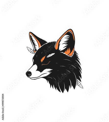 Stylized fox head illustration on black background