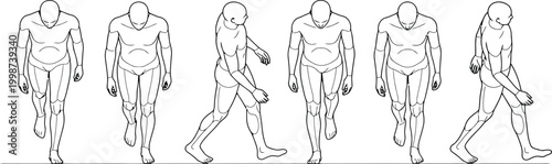 Walking human CAD symbols for architectural plans, pedestrian figure reference blocks showing gait poses for site diagrams, activity flow studies, interior layouts and blueprint drafting sheets