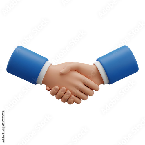Two business people shaking hands in a friendly gesture isolated on transparent background