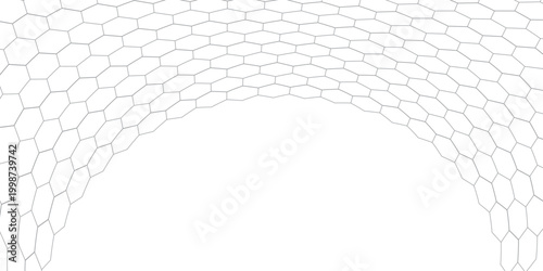 Seamless honeycomb hexagon grid featuring layered inner outlines on white background, creating a complex geometric structure suitable for advanced technology themes, data systems, and modern