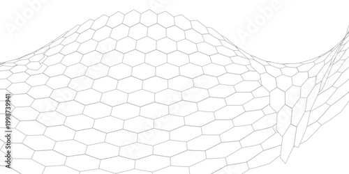 Seamless honeycomb hexagon grid featuring layered inner outlines on white background, creating a complex geometric structure suitable for advanced technology themes, data systems, 
