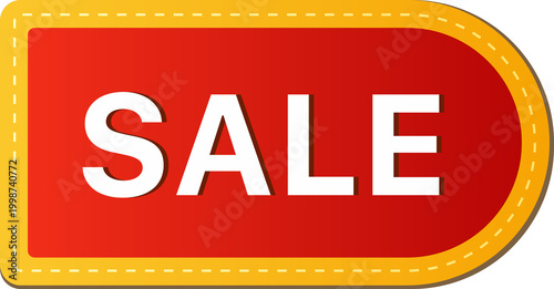 Sale Red Yellow Rounded Label isolated on transparent background.