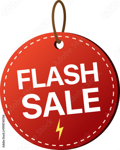 Flash Sale Round Hanging Tag isolated on transparent background.