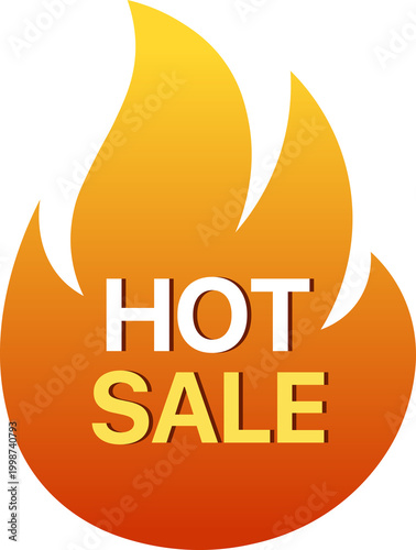 Hot Sale Fire Flame Icon isolated on transparent background.
