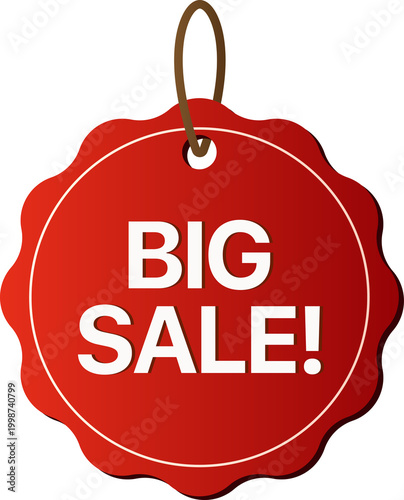 Big Sale Round Hanging Tag isolated on transparent background.