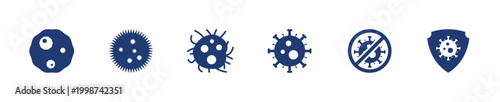 Virus protection icon set. antivirus, security, safety, shield, health. solid style icon collection.