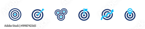 Target focus icon set. goal, aim, objective, strategy, success. solid style icon collection.