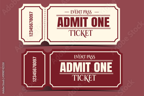 Event tickets, admit one vector design