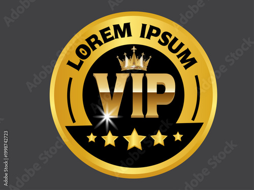 Golden VIP badge, luxury label