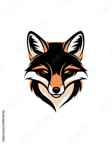 Stylized fox head illustration on black background