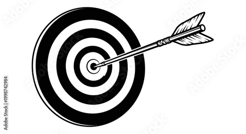 Arrow hitting target bullseye concept vector illustration isolated on white