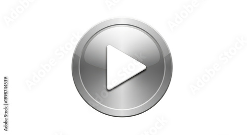Free Download A sleek, modern play button icon with a metallic sheen and a subtle shadow effect isolated on transparent background - GFXLoad