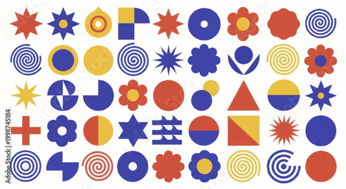 Fotografija Abstract geometric shapes collection, modern minimalist design elements, vibrant