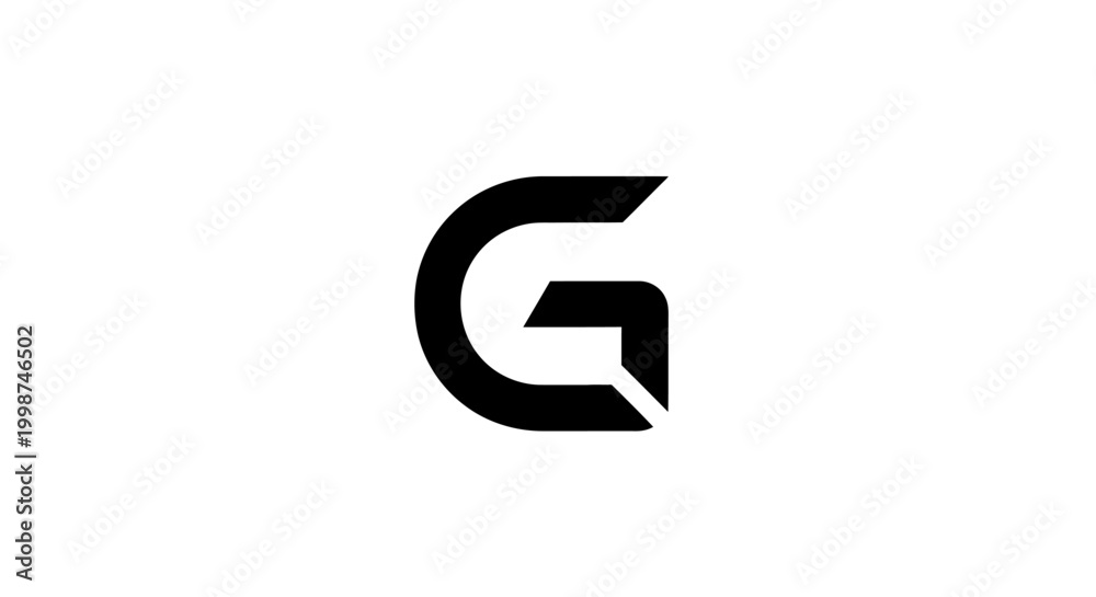 Fototapeta premium Bold black and white letter g logo on a clean white background