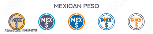 Mexican Peso Symbol Element For Design Graphic - Multi Styles