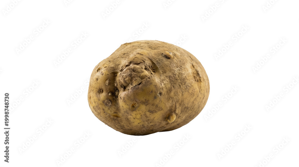 Fototapeta premium Single Raw Potato Close Up Isolated on White Background