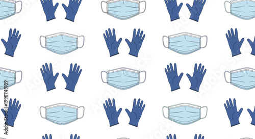 Medical masks and gloves pattern.