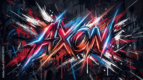 Graffiti artist applies vibrant brush strokes to create Axon logo on wall.