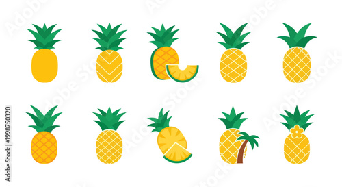 Pineapple fruit icons in a row.