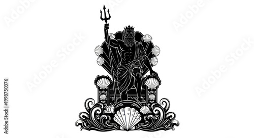 Black and white illustration of Neptune.