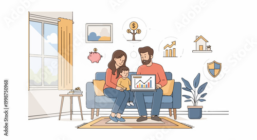Family financial planning illustration income growth and savings goals