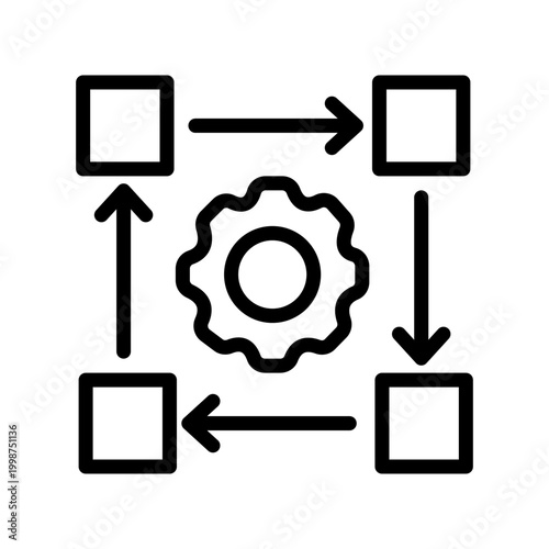 Scalability and Growth Line Icon for Business Expansion, Performance Optimization, Data Scaling, System Efficiency and Cloud Growth Concept Outline Vector Illustration