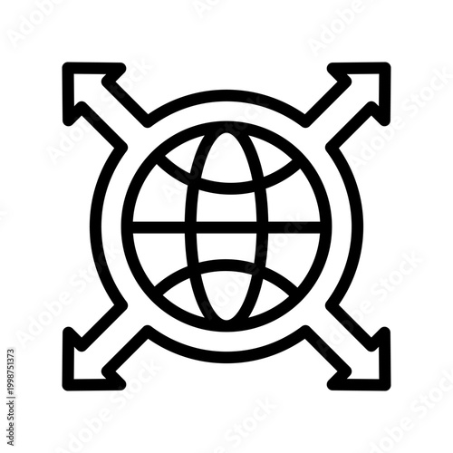 Scalability and Growth Line Icon for Business Expansion, Performance Optimization, Data Scaling, System Efficiency and Cloud Growth Concept Outline Vector Illustration