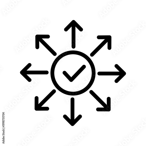 Scalability and Growth Line Icon for Business Expansion, Performance Optimization, Data Scaling, System Efficiency and Cloud Growth Concept Outline Vector Illustration